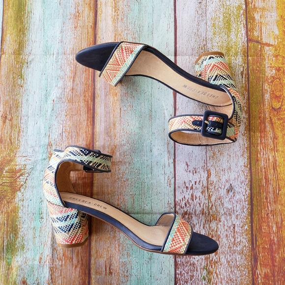 Modcloth Sidewalk Strut Woven Ankle Strap Heels 8 - Picture 3 of 8